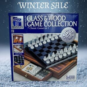 Pavilion Glass & Wood Game Collection 7 Classic Games in 1  { LIMITED EDITION }